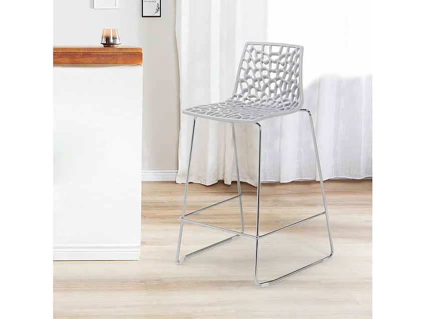Grand Soleil Design Hocker für Küchenbar 64cm Mini Spider - Grau