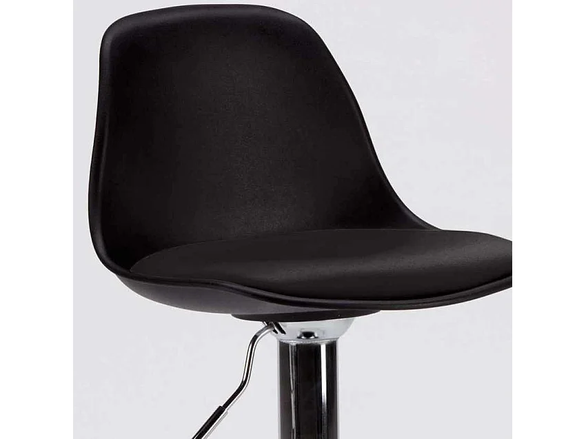 Taburete de Bar y Cocina hecho de Cuero Polipiel Diseño New Orleans - Negro