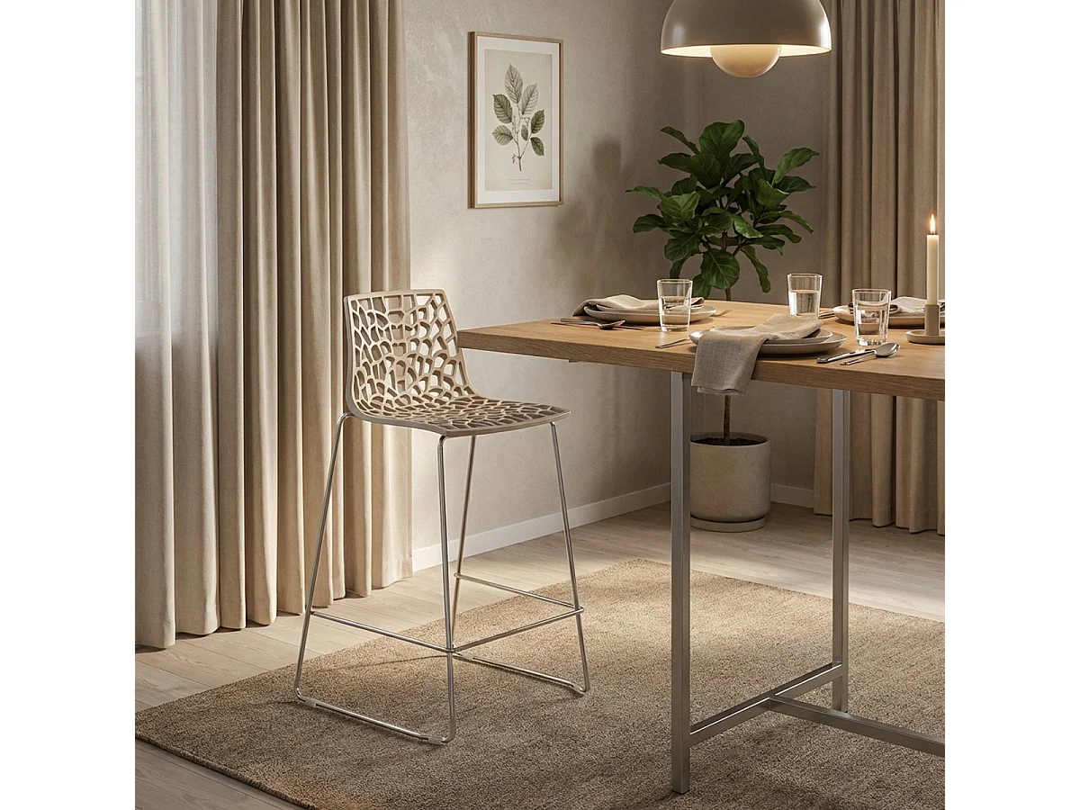 Tabouret de bar design Grand Soleil 64cm Mini Spider - Beige