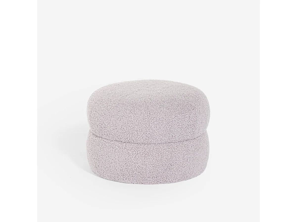 Pouf poggiapiedi basso per soggiorno in tessuto  teddy bouclé Raion - Grigio