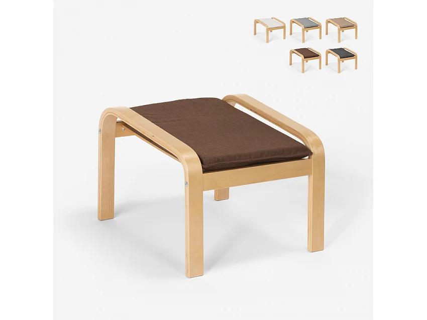Hocker Nordisches Design Pouf Fußhocker aus Stoff mit Holzbeinen Sylt - Braun