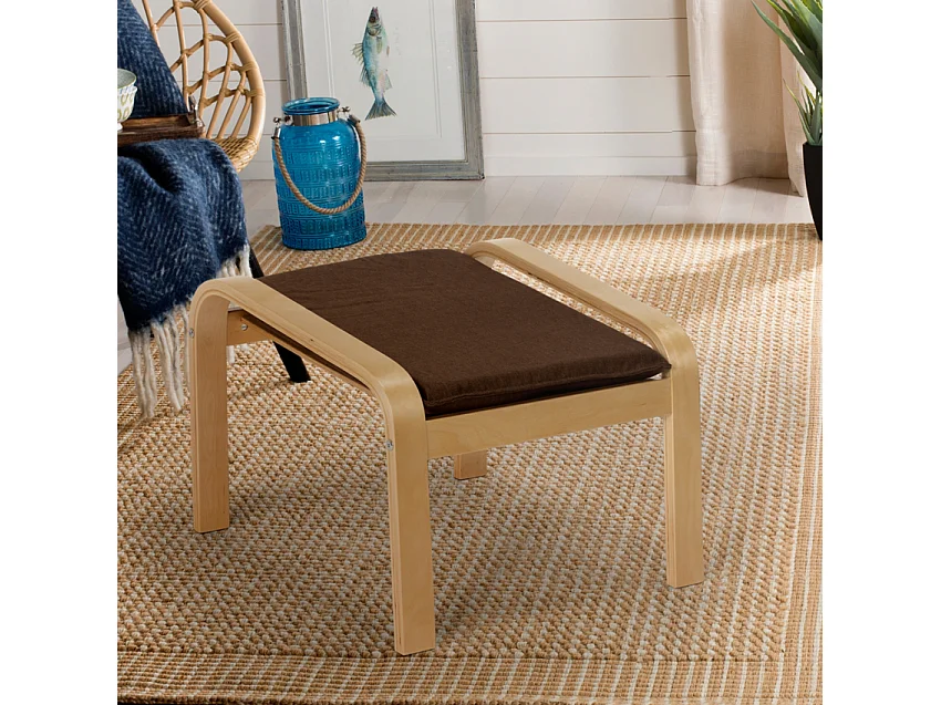 Hocker Nordisches Design Pouf Fußhocker aus Stoff mit Holzbeinen Sylt - Braun