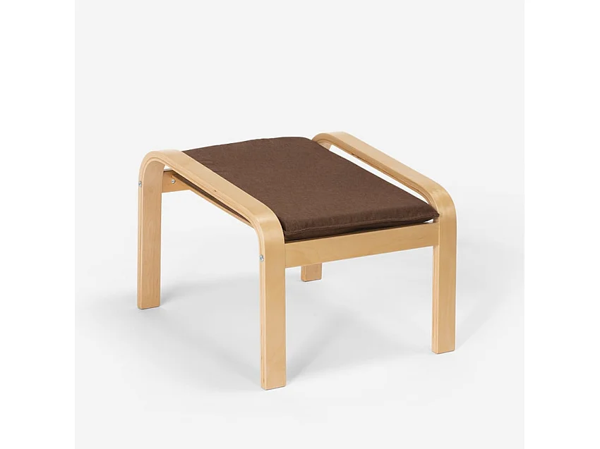 Hocker Nordisches Design Pouf Fußhocker aus Stoff mit Holzbeinen Sylt - Braun