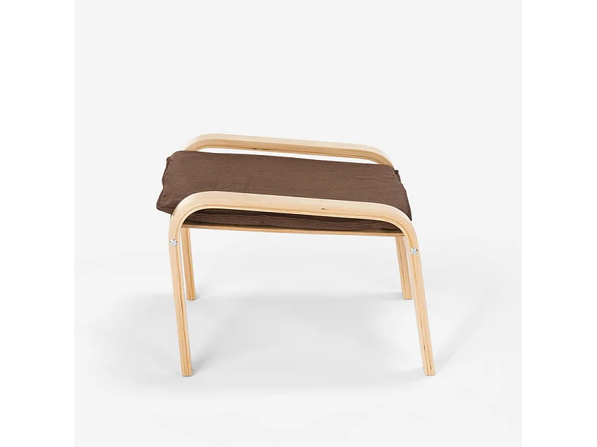 Hocker Nordisches Design Pouf Fußhocker aus Stoff mit Holzbeinen Sylt - Braun