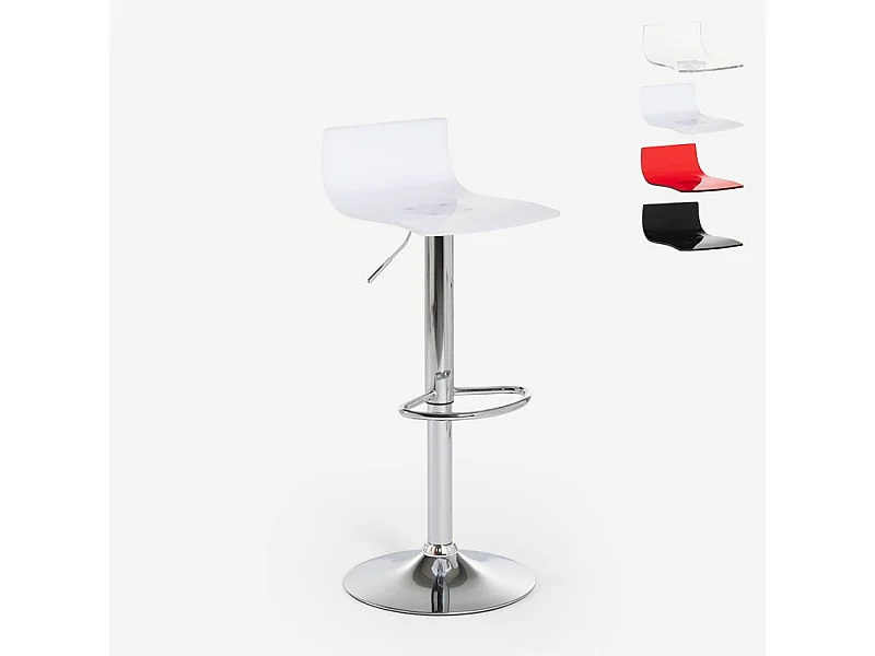 Taburete transparente giratorio diseño moderno metal bar cocina Juneau - Blanco
