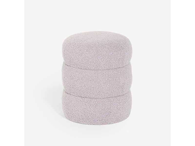 Fußhocker Teddy Bouclé im modernen Zylinderdesign Okami - Grau