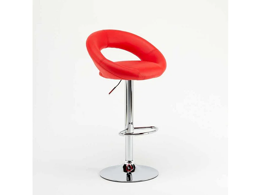 Taburete de cocina alto, giratorio y regulable con Reposapiés Chicago - Rojo
