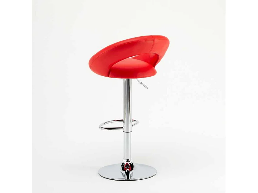 Taburete de cocina alto, giratorio y regulable con Reposapiés Chicago - Rojo
