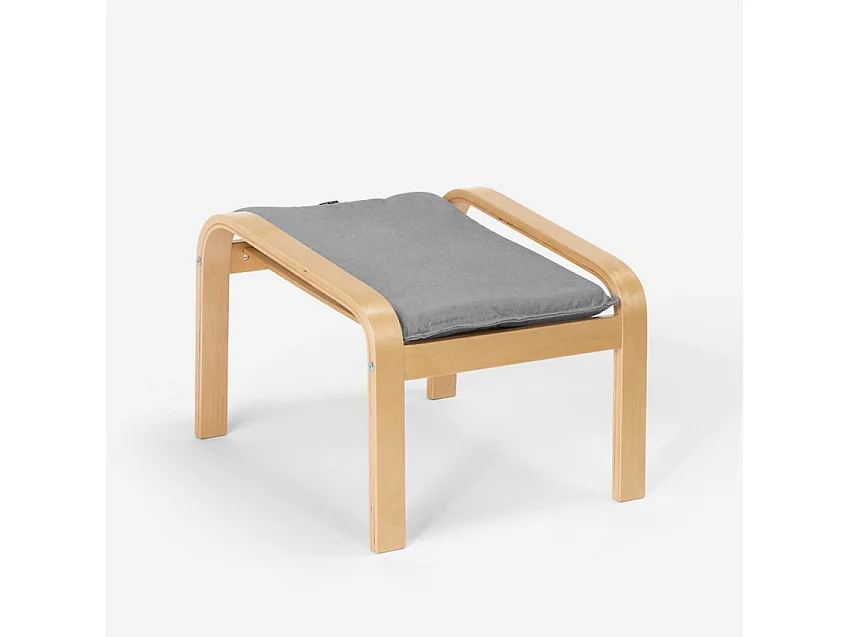 Repose-pied en bois au design scandinave pour fauteuil canapé de salon Sylt - Gris