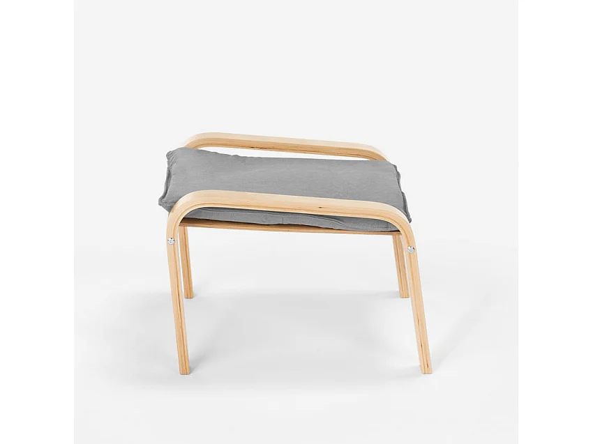 Repose-pied en bois au design scandinave pour fauteuil canapé de salon Sylt - Gris