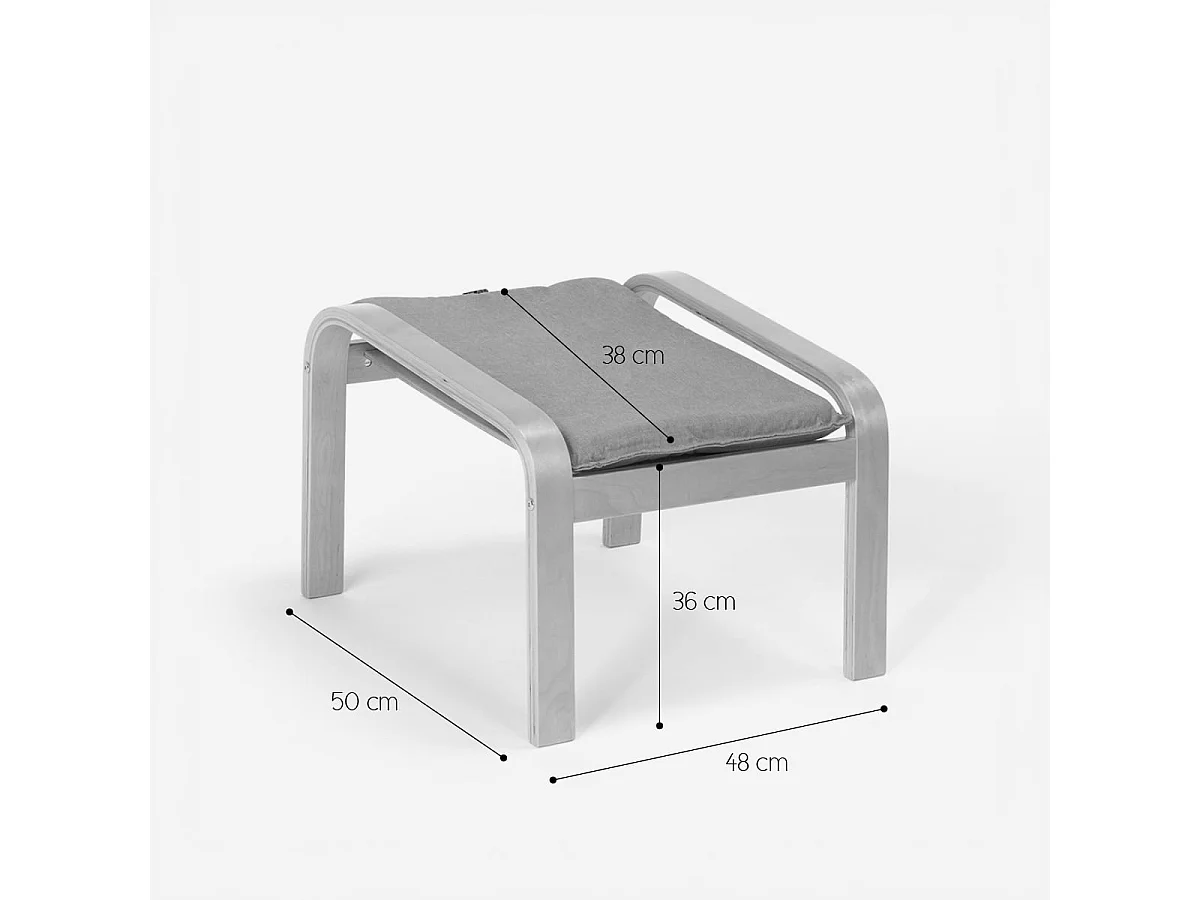Repose-pied en bois au design scandinave pour fauteuil canapé de salon Sylt - Gris