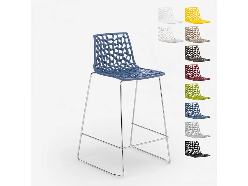 Grand Soleil Design Hocker für Küchenbar 64cm Mini Spider - Blau