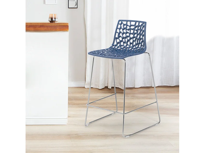 Grand Soleil Design Hocker für Küchenbar 64cm Mini Spider - Blau