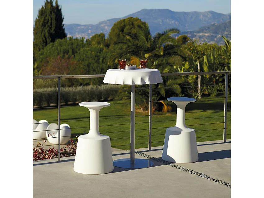 Taburete de vidrio para uso en interiores y jardines Slide Drink - Gris claro