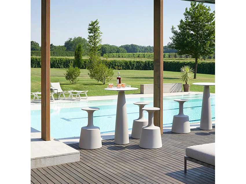 Taburete de vidrio para uso en interiores y jardines Slide Drink - Blanco