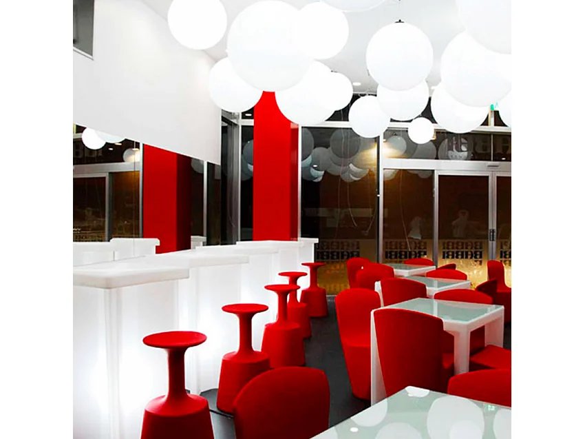 Taburete de vidrio para uso en interiores y jardines Slide Drink - Blanco