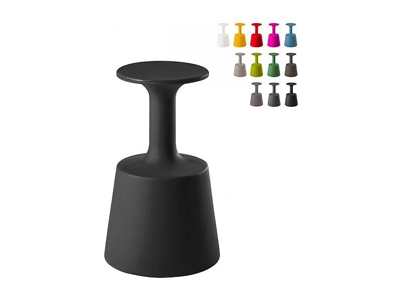 Taburete de vidrio para uso en interiores y jardines Slide Drink - Negro