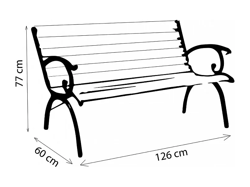 Banco de jardín de madera y hierro fundido 2 plazas Real