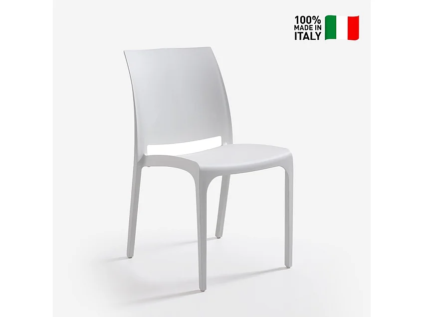 Stock de 25 sillas apilables para jardín restaurante bar exterior Volga Bica - Blanco