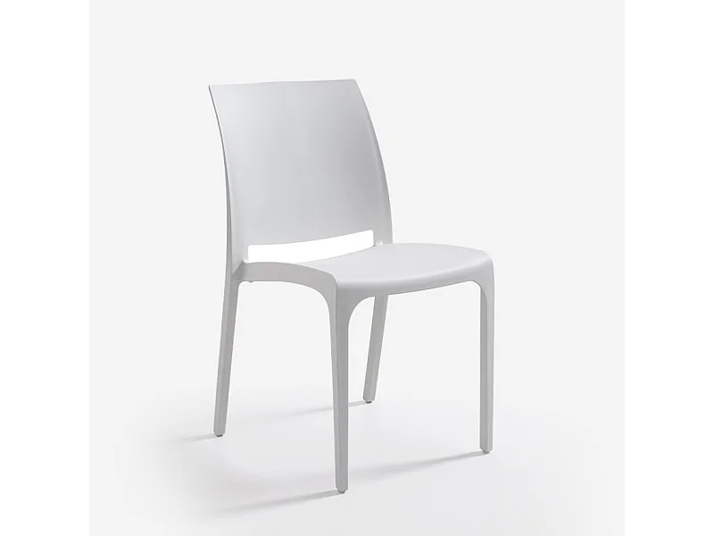 Stock de 25 sillas apilables para jardín restaurante bar exterior Volga Bica - Blanco