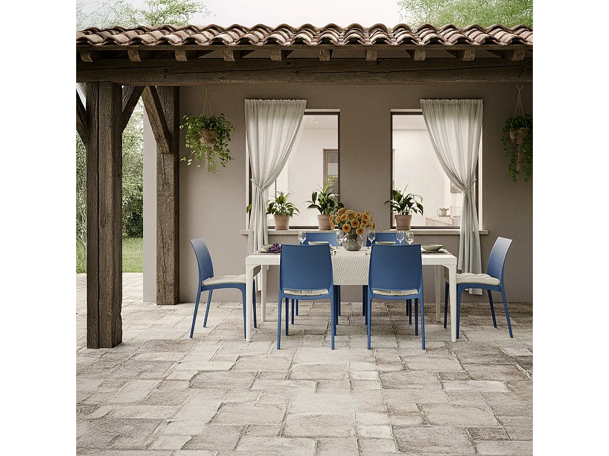 Stock de 25 sillas apilables para jardín restaurante bar exterior Volga Bica - Azul Marino