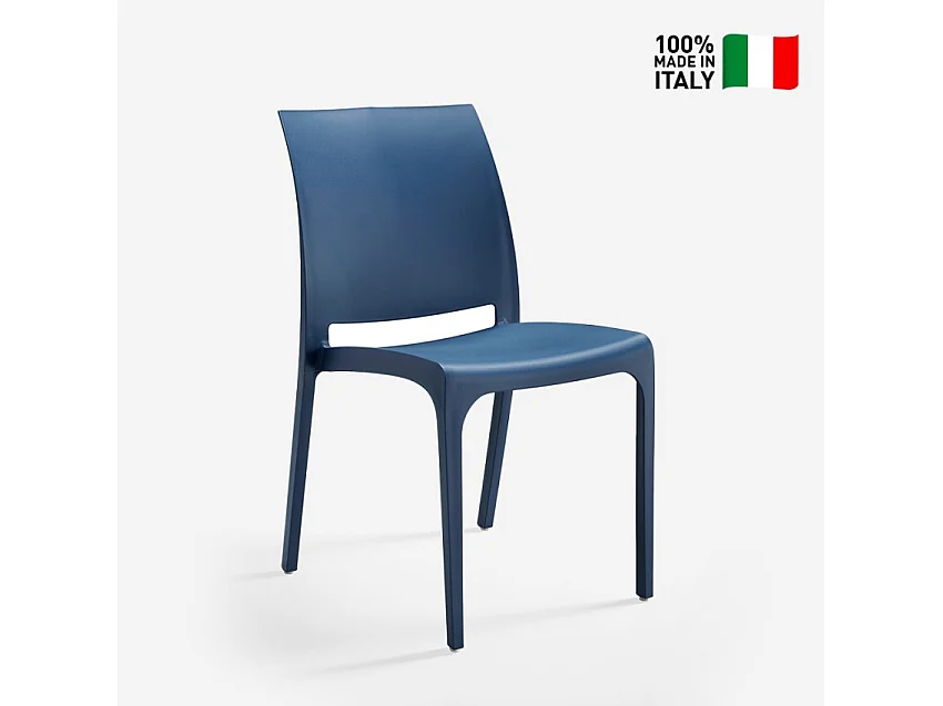 Stock de 25 sillas apilables para jardín restaurante bar exterior Volga Bica - Azul Marino