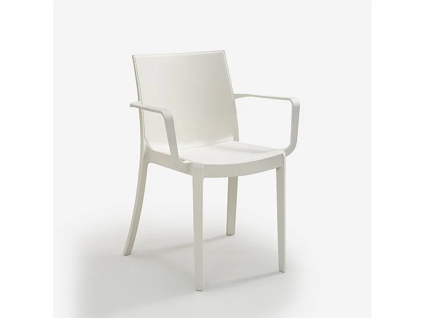 Stock 23 sillas apilables con reposabrazos fuera del jardín Victoria Bica - Blanco