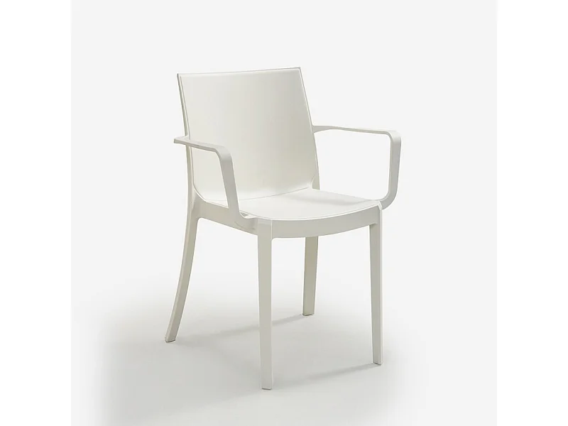 Stock 23 sillas apilables con reposabrazos fuera del jardín Victoria Bica - Blanco