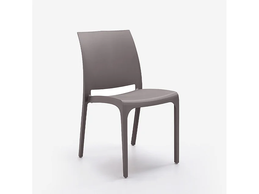 Stock de 25 sillas apilables para jardín restaurante bar exterior Volga Bica - Gris paloma