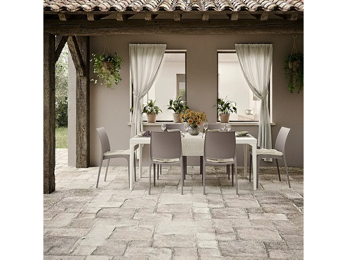 Stock de 25 sillas apilables para jardín restaurante bar exterior Volga Bica - Gris paloma