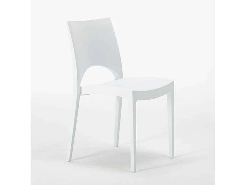 Table Ronde Noire 70x70cm Avec 2 Chaises Colorées Grand Soleil Set Intérieur Bar Café Paris Cosmopolitan - Blanc