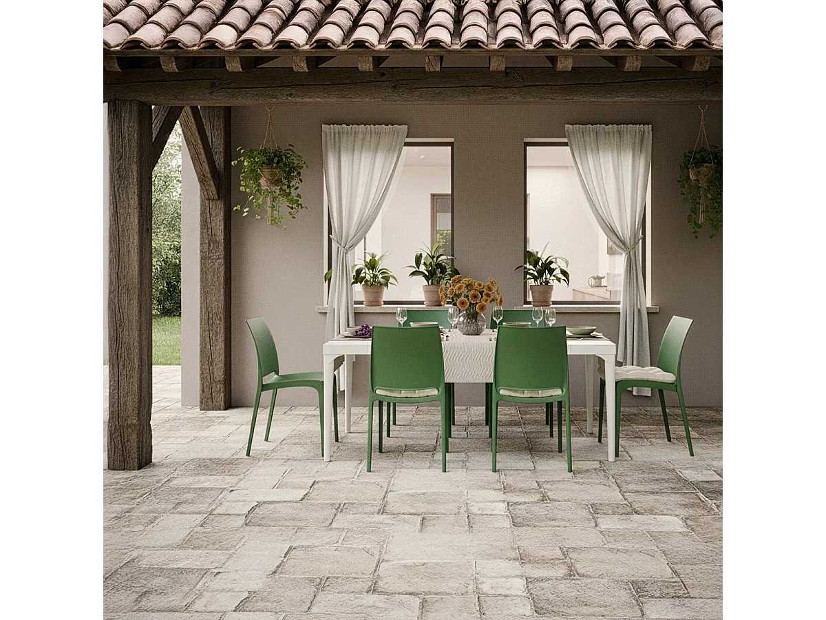 Stock de 25 sillas apilables para jardín restaurante bar exterior Volga Bica - Verde oscuro