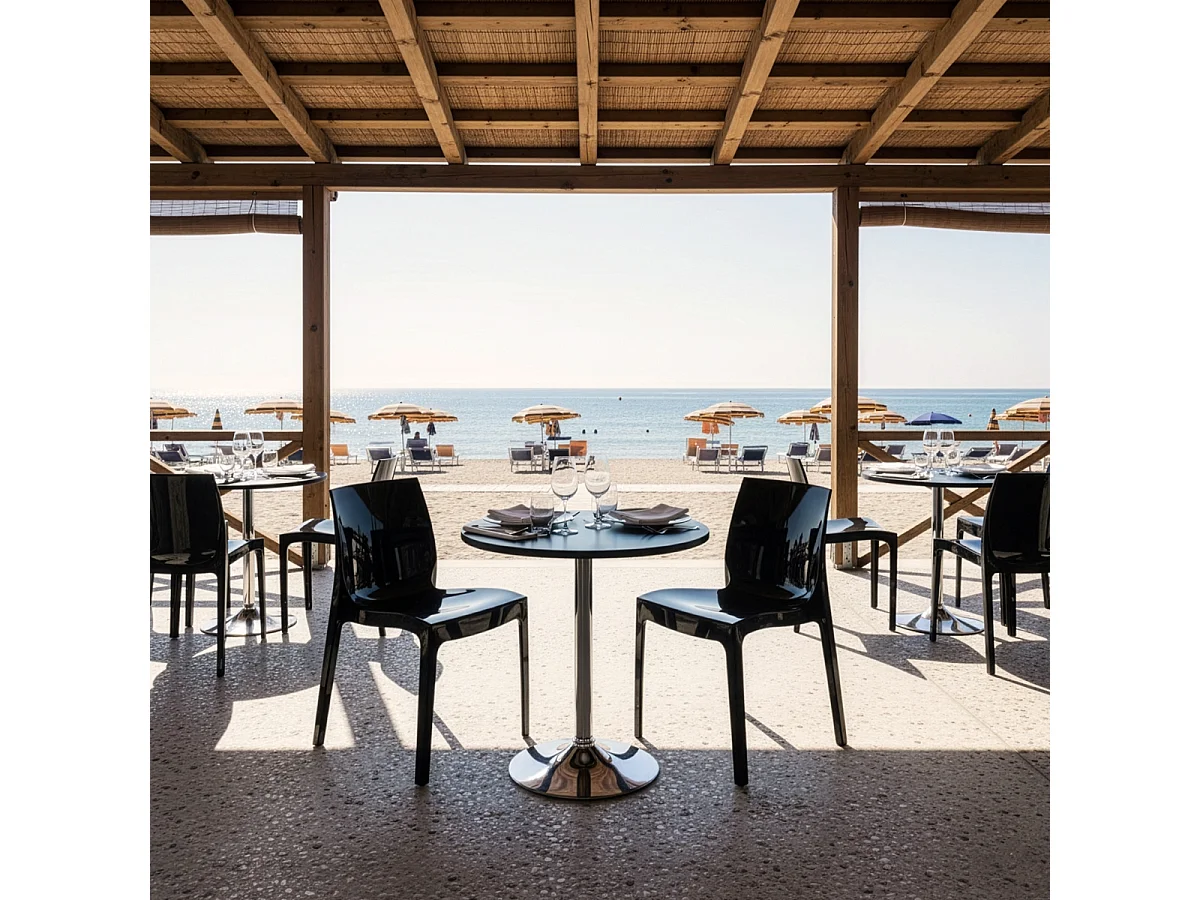 Table Ronde Noire 70x70cm Avec 2 Chaises Colorées Grand Soleil Set Intérieur Bar Café Ice Cosmopolitan - Noir
