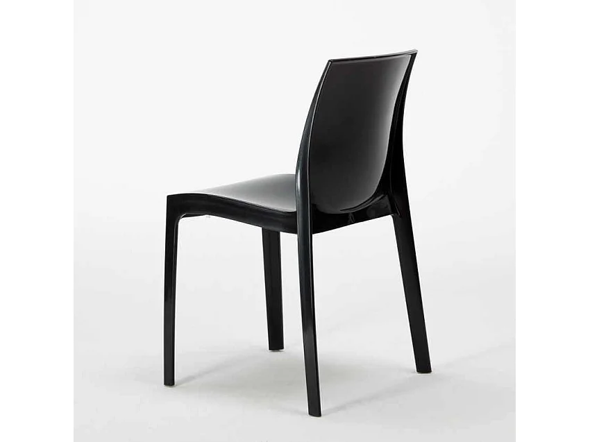 Table Ronde Noire 70x70cm Avec 2 Chaises Colorées Grand Soleil Set Intérieur Bar Café Ice Cosmopolitan - Noir