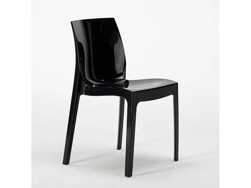Table Ronde Noire 70x70cm Avec 2 Chaises Colorées Grand Soleil Set Intérieur Bar Café Ice Cosmopolitan - Noir