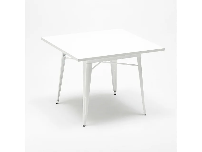 juego mesa cocina 80 x 80 cm 4 sillas estilo industrial madera acero century wood white - Azul Marino