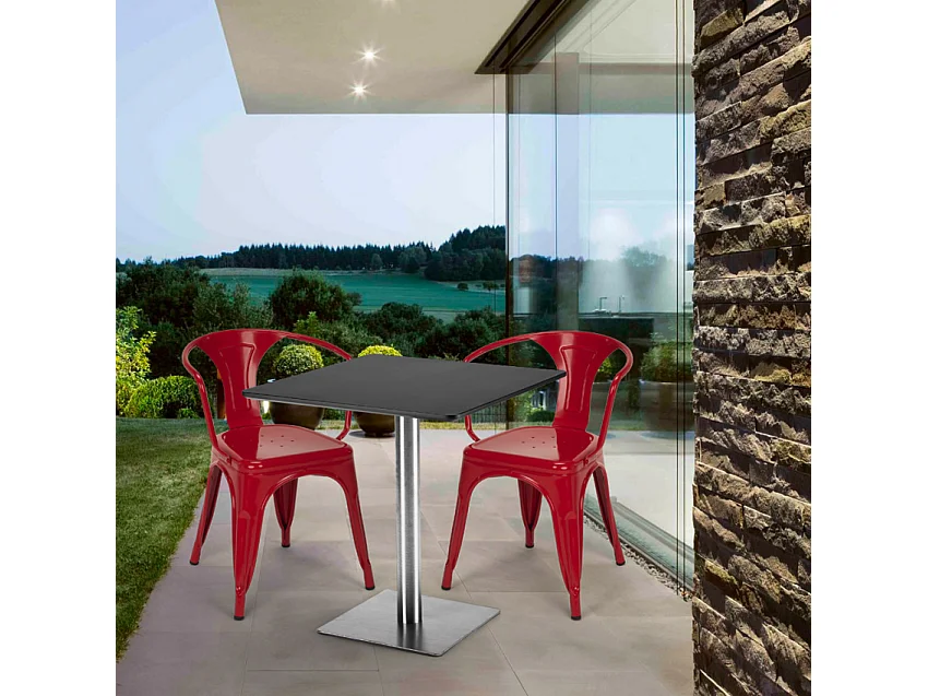 juego 2 sillas mesa 70 x 70 cm horeca bar restaurante starter silver - Blanco