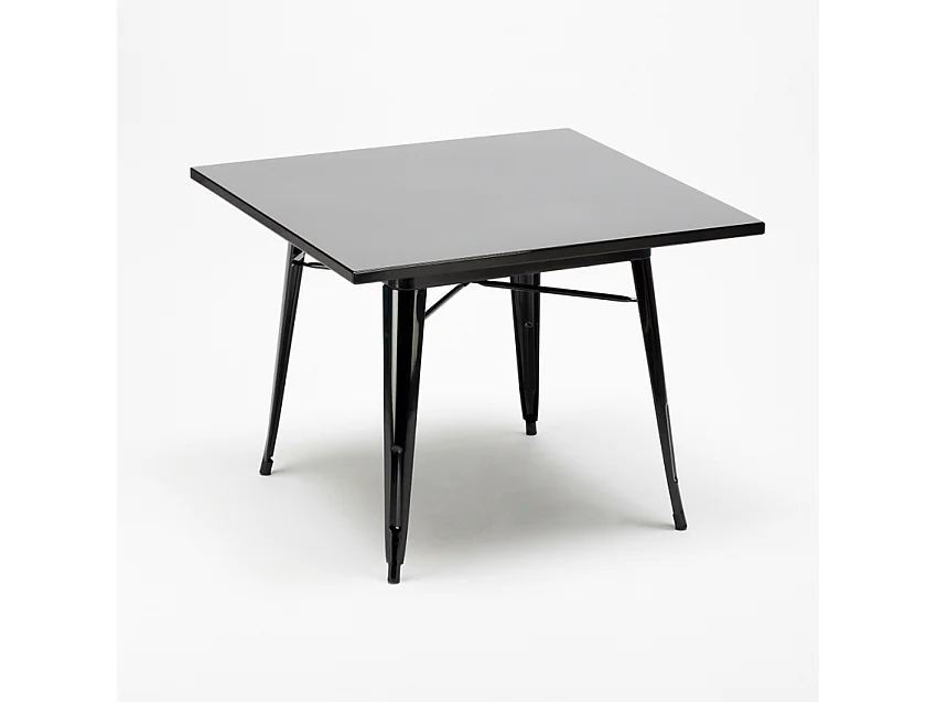 conjunto 4 sillas mesa 80 x 80 cm cuadrada estilo industrial wrench dark - Gris Oscuro