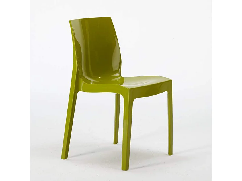 Table Carrée Noire 70x70cm Avec 2 Chaises Colorées Grand Soleil Set Intérieur Bar Café Ice Mojito - Vert