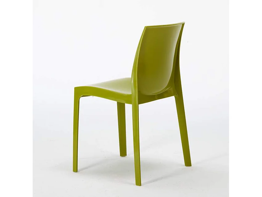 Table Carrée Noire 70x70cm Avec 2 Chaises Colorées Grand Soleil Set Intérieur Bar Café Ice Mojito - Vert