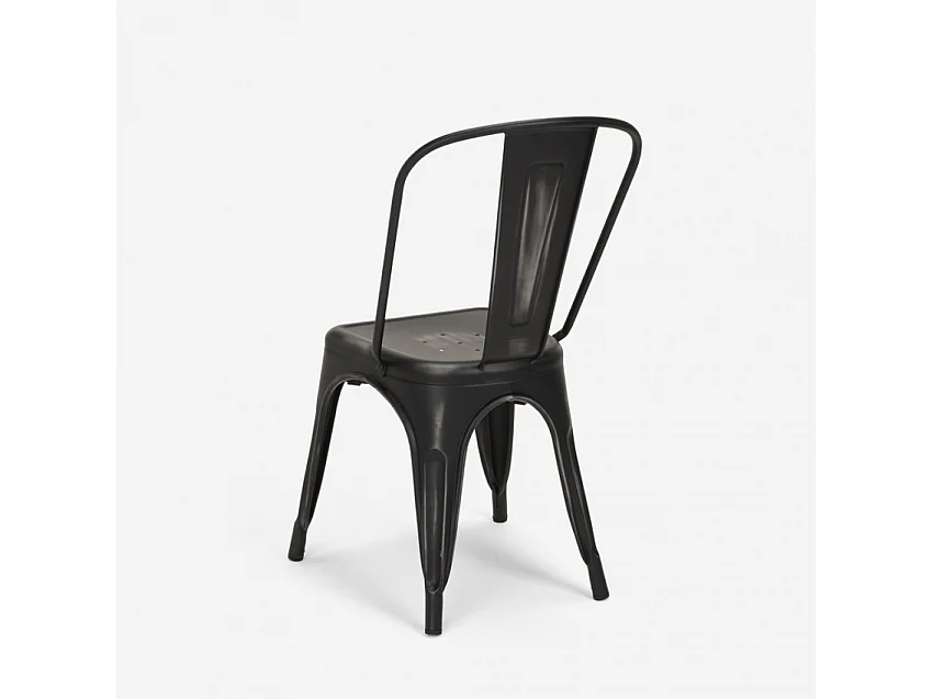 juego 4 sillas industrial estilo mesa metal 80 x 80 cm blanco state white - Negro