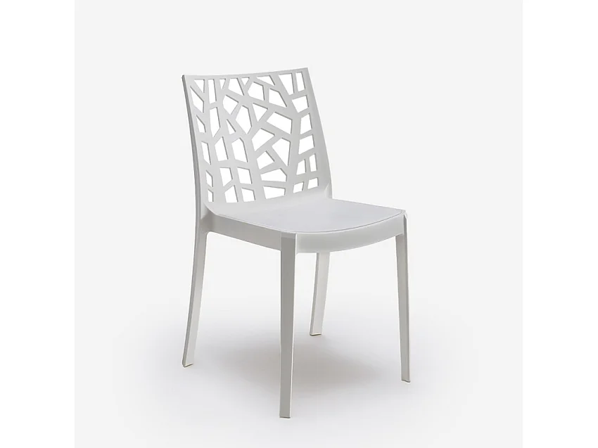 Stock de 23 sillas apilables modernas fuera de bar restaurante Matrix Bica - Blanco