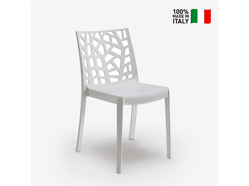 Stock de 23 sillas apilables modernas fuera de bar restaurante Matrix Bica - Blanco