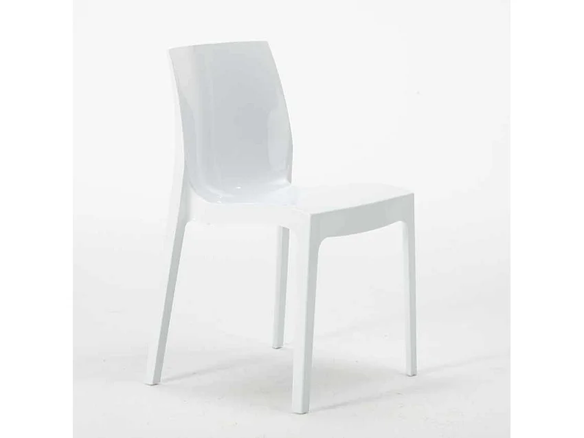 Mesa Redonda Negra 70x70 cm y 2 Sillas De Colores Ice Cosmopolitan - Blanco