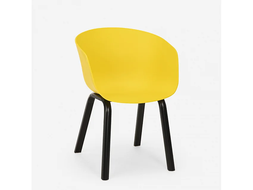 Juego 2 sillas diseño mesa negra cuadrada 70 x 70 cm moderno Navan Black - Amarillo