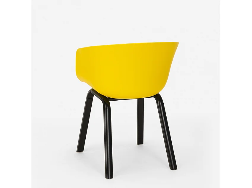Juego 2 sillas diseño mesa negra cuadrada 70 x 70 cm moderno Navan Black - Amarillo