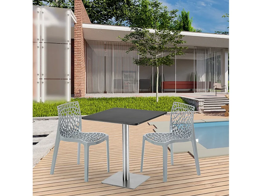 Mesa Cuadrada Negra 70x70 cm y 2 Sillas De Colores Gruvyer Rum Raisin