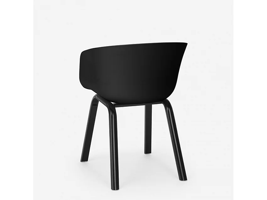 Juego 2 sillas diseño mesa negra cuadrada 70 x 70 cm moderno Navan Black - Negro
