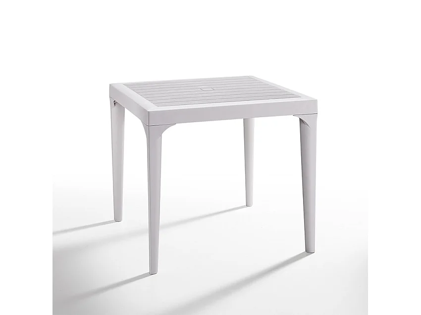 Set de jardín con 1 mesa de 80x80 cm y 4 sillas de exterior color blanco Provence Light