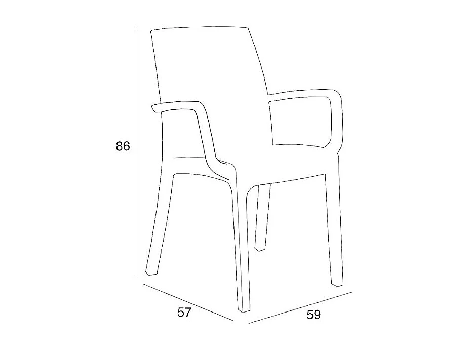 Set de jardín con 1 mesa de 80x80 cm y 4 sillas de exterior color blanco Provence Light